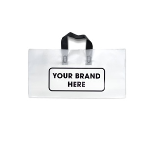 Custom Printed LDPE Plastic Shopping <b>Bag</b> with Soft Loop Handle Zipper <b>Seal</b> for Clothing - Product Image 4