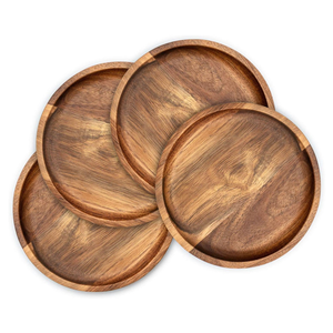 Plateau de service en bois d'acacia écologique de qualité alimentaire, fait à la main, ensemble de plateaux, assiettes à apéritif pour la maison, restaurant, décoration de salle à manger - Product Image 1