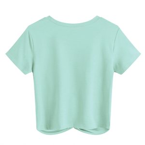 Camiseta corta deportiva para mujer de verano de alta calidad al por mayor, fabricantes de ropa sencilla, camiseta recortada con logotipo personalizado para mujer - Product Image 4