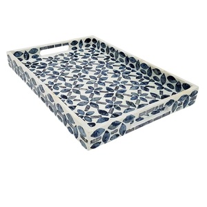 Classic Designer Bone Inlay Finishing <b>Set</b> of Two <b>Serving</b> Tray Restaurant Cafe Hotel Server <b>Dish</b> Food Fruit Coffee <b>Serving</b> Tray - Product Image 6