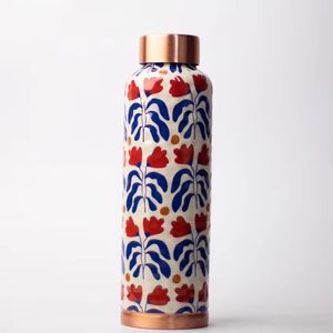 Bouteille d'eau en métal artisanal de haute qualité écologique cuivre crabe rouge feuille florale couvercle décoratif accessoire jetable - Product Image 3