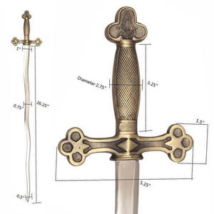 Épée de la Commanderie des Templiers 2026, Arche de l'Alliance, Roi Salomon, Lame en acier de Damas, Lame dentelée, Manche en laiton, Entretien OEM - Product Image 2