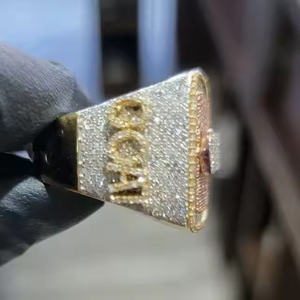 Bague de mode Hip Hop à la mode pierres de Moissanite placage de rhodium incrustation de griffe gratuite pour tous les bijoux de grappe d'inspiration chrétienne - Product Image 5