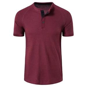 Camiseta de manga corta Polo de verano para hombre, camiseta de talla grande de Europa y Estados Unidos para hombre, camiseta de Waffle de verano, camiseta Henry - Product Image 4