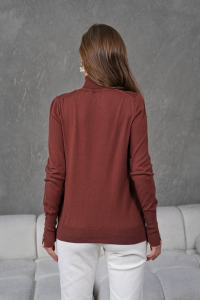Suéter de Punto con Cuello Alto y Botones, Estilo Moderno para Mujer, Manga Larga, Deportivo, Casual, Elegante para Oficina, Oportunidad de Venta al Por Mayor - Product Image 3