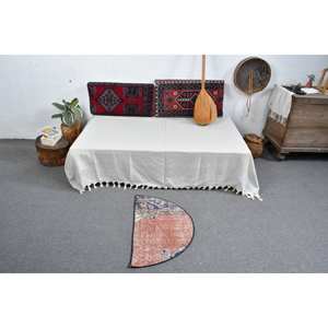 พรมขนสัตว์เย็บปะต่อสีชมพูสีฟ้าแบบดั้งเดิม2.5 x 1.5ft ตุรกีห้องนั่งเล่นพรมยางสนับสนุนรูปสี่เหลี่ยมผืนผ้ารูปแบบห้องโถง - Product Image 3