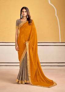 Stavan Titan Georgette Broderie Bordure Saree Collection Styles d'hiver modernes Catalogue complet disponible Tarifs de gros Indien - Product Image 2
