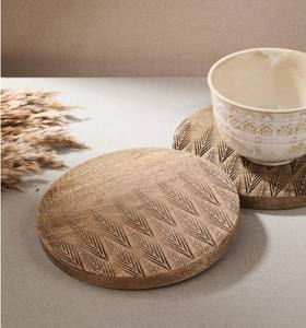 Round Shape Wood Coasters Set Of 4 Perfect For <b>Table</b> Decor Coaster Premium Drink <b>Protector</b> for Stylish Home Decor Gifts Coasters - Product Image 3