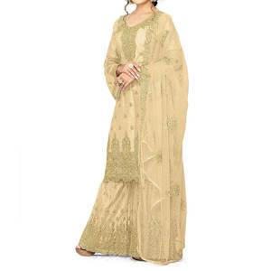 Vestido de fiesta formal tradicional pakistaní bordado pesado de gran venta hecho de tela sedosa para eventos indios - Product Image 3