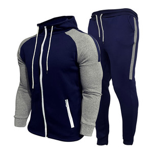 High Quality Customized Embroidered Logo Autumn Breathable Gym Two Piece Full <b>Zip</b> Fleece Jogger Training Jogging Set Wear - Product Image 6