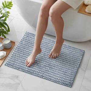 Tapis de salle de bain en microfibre chenille bleu mélodie, antidérapant, doux, 50x80 cm - Product Image 4