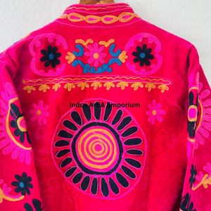 Chaqueta Suzani India Hecha a Mano, Chaqueta Corta Bordada a Mano, Abrigo Unisex, Chaqueta Corta Suzani Hecha a Mano - Product Image 6
