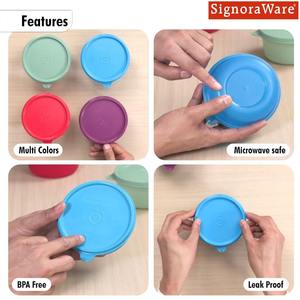 Ensemble de 4 contenants ronds en plastique de fabrication indienne pour le stockage des aliments et les voyages, disponible à un prix abordable - Product Image 6