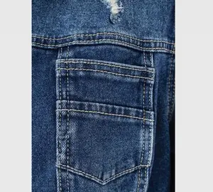 Veste en jean avec matière extensible pour hommes et femmes, coupe ajustée décontractée, vêtements d'extérieur tendance, manteau en jean, fournisseur en gros - Product Image 4