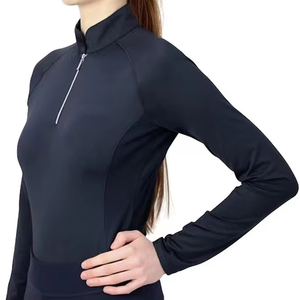 Chất Lượng Cao Trang Phục Nữ Cưỡi Ngựa Cơ Sở Lớp Skinny Phù Hợp Với Thể Thao Dài Tay Áo 1/4 Zip up Cưỡi Ngựa Cơ Sở Lớp Chạy Quần Áo - Product Image 2