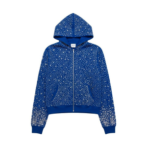 Sweats à capuche surdimensionnés pour hommes avec fermeture éclair 500 g/m² 100 % coton Sweats à capuche avec fermeture éclair en strass pour hommes Tissu confortable personnalisé Sweats à capuche à fermeture éclair délavés à l'acide - Product Image 3
