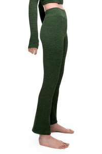 Pantalon taille haute à épaules tombantes manches longues couleur unie grande taille Ensemble de yoga vert bouteille Vêtements de sport Tendance Loisirs Fitness - Product Image 5