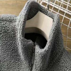 Veste d'hiver pour homme en polaire sherpa unie avec fermeture éclair, col montant, broderie sur le devant, logo personnalisé, décontractée, respirante, adulte - Product Image 6