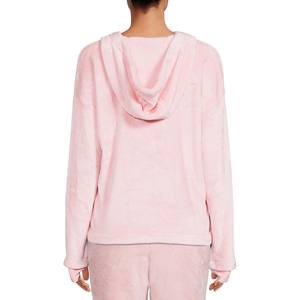 Vente en gros de sweats à capuche pour femmes en velours de coton broderie chenille unie pull à capuche en velours dernier modèle coupe ajustée pour filles - Product Image 4