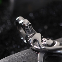 Bonne qualité solide Antique bijoux hommes en acier inoxydable porte-clés skul jamais ternir squelette homard fermoir rétro métal porte-clés