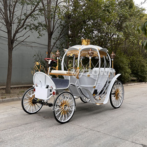 Buggy électrique Cendrillon à 4 roues, style royal, tiré par des chevaux, avec citrouille blanche, pour 4 à 6 personnes, pour parc d'aventure et garderie publique - Product Image 3