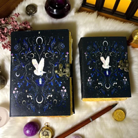 Carnet Grimoire à Couverture Rigide en Cuir Imprimé Hibou, Livre de Sortilèges Classique sur les Ombres, Sorcellerie Religieuse, Horreur, Wicca, Paganisme, Gothique
