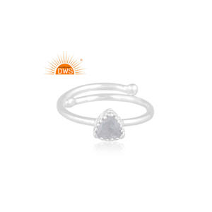 Anillo apilable de plata fina de quamarina natural, joyería personalizada - Product Image 2