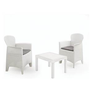 Conjunto de Muebles de Jardín AKITA de 2 Plazas en Polipropileno Blanco para IPAE Progarden, Muebles de Patio Elegantes - Product Image 1