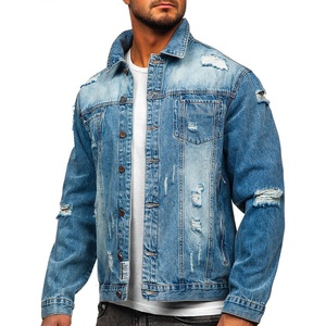 2024 Fall Spring Men's Stylish High Quality <b>Denim</b> Puffer <b>Jacket</b> Custom Logo Ripped Streetwear Hot Selling Winter Fashion - Product Image 3