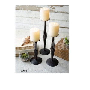 Ensemble de 3 pièces de bougeoirs en fer forgé à la main pour la maison salon hôtel bougie lumière dîner décoration article - Product Image 1