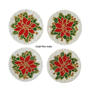 Sous-verre rond fait main en perles avec perles de rocaille, dessous de plat, broderie perlée artisanale, logo personnalisé, artisanat écologique - Product Image 6