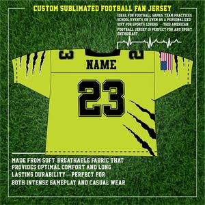 Camiseta de fútbol americano para hombre con diseño de garra, camisetas de estilo informal de uniforme de rugby de EE. UU. con bordado holgado de alta calidad - Product Image 3