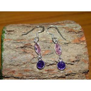 ต่างหูเงินสเตอร์ลิงทำด้วยมือต่างหูพลอยสีชมพูอเมทิสต์ธรรมชาติทำด้วยมือต่างหูคริสตัลสำหรับงานแต่งงานต่างหูแฮนด์เมด - Product Image 2