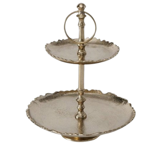 Support à gâteau décoratif en métal à deux niveaux, de luxe, pour fruits et desserts, idéal pour les fêtes d'anniversaire - Product Image 1
