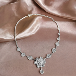 Conjunto de collar de filigrana de plata con flor geométrica de alta calidad superventas, accesorio de boda, proveedor indio directo al por mayor - Product Image 5