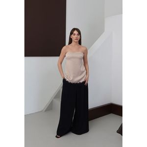 Topshow - Blusa de Satén sin Tirantes con Detalle de Encaje - [object Object] - Product Image 3