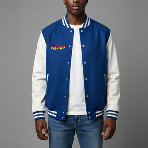 แจ็คเก็ตวาร์ซิตี้ผู้ชายสั่งทำขายส่ง ตัวเสื้อผ้าขนสัตว์หนา แขนผ้าฝ้าย ปักลาย ทรงหลวม ขนาดสั่งทำได้ - Product Image 1