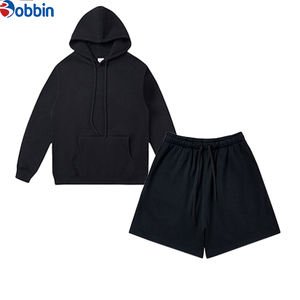 Custom Logo <b>Women's</b> Fleece Lined Breathable Quick Dry Jogger Sets Hoodie <b>Shorts</b> Set Solid Color Customized Autumn Two Piece Set - Product Image 1