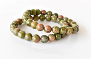 Pulseras de Cuentas Redondas de Unakita de Color Verde Natural de 8 mm, Piedras Preciosas de Primera Calidad para Meditación, Joyería a Precio de Mayoreo - Product Image 1
