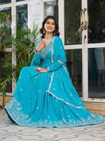 Haute qualité femmes Designer Faux Georgette Anarkali costume attrayant indien pakistanais traditionnel Festival porter pour les fêtes