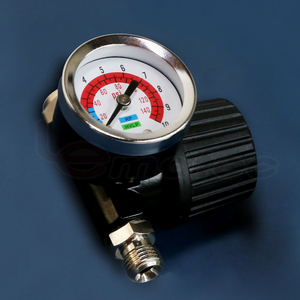 LEMATEC เครื่องปรับแรงดันลม 0-140 PSI เกจวัดแบบอะนาล็อก ตัวเรือนโลหะ 1/4 นิ้ว สำหรับปืนพ่นลม เครื่องมือลม - Product Image 6