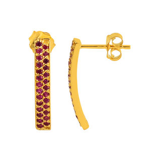 Fine Jewelry 925 Sterling <b>Silver</b> Pink Quartz Stone Ear <b>Stud</b> <b>Earring</b> Gold Plated <b>for</b> Wedding Anniversary Party Her <b>Women's</b> Gift - Product Image 1