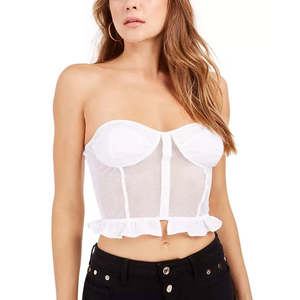 Top Corsetto Trasparente Senza Spalline in Rete per Donna GUESS, Bianco, Taglia Media - Product Image 3
