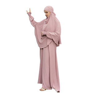 Robe Modeste Vente en Gros Femmes Turquie Dubaï Style Solide Couleur Jilbab Abaya Femme Musulmane Abaya Hijab 3 Pièces Ensemble Vêtements Islamiques - Product Image 2