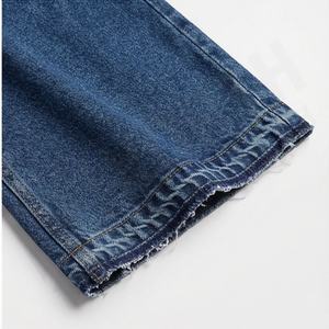 Nouveauté Jeans à jambes larges évasées à deux tons pour femmes, lavage moyen, logo personnalisé, respirant, pantalon tendance pour femmes - Product Image 6