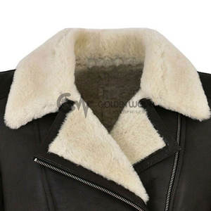 Veste de motard en cuir véritable pour femme, blouson d'hiver en peau de mouton - Product Image 2