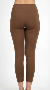 Leggings de sport pour femmes, taille haute, couleur cacao, fabrication OEM personnalisée, pantalon de yoga compressif, vêtements de sport actifs - Product Image 5