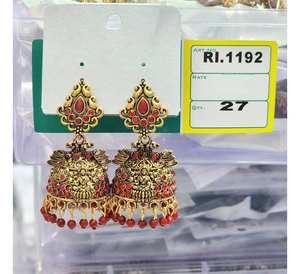 Modern <b>Gold</b> Plated Handmade Women's Earrings Stylish Accessories with Custom Design <b>suit</b> matching earing set at cheap rate - Product Image 1