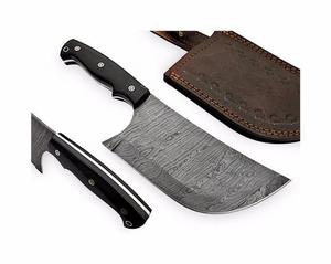 Cuchillo de Cocina de Acero de Damasco con Mango de Cuerno de Búfalo, Cuchillo de Corte de Acero al Carbono para Uso en la Cocina - Product Image 1