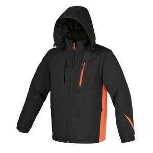 BETA Black Softshell Workwear Jacket with <b>Detachable</b> Hood and <b>Sleeves</b> - Product Image 1